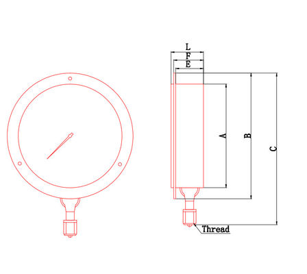 0 To 1600Bar Stainless Steel Liquid Filled Pressure Gauge Shockproof Silicone Filled Pressur